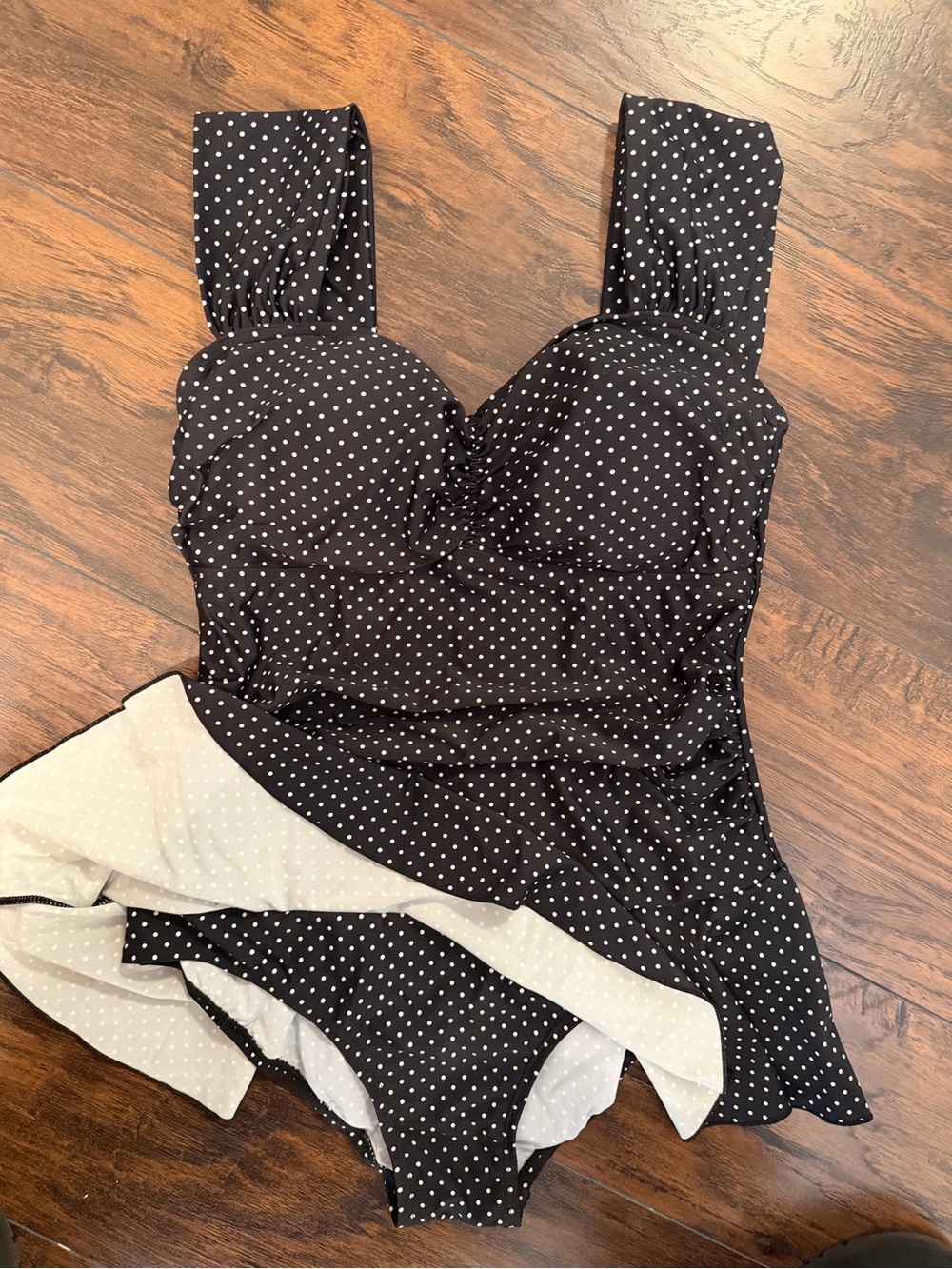 Shore Shapes Black Polka Dot Sweetheart Swimdress - Picture 6 of 10